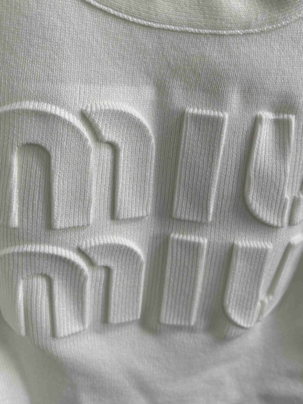Miu Miu White Ribbed Crop Tank Embossed Logo - Picture 3 of 4